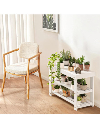 Banco de Zapatos de Bambú Pipishell 3 Niveles Blanco 136 kg