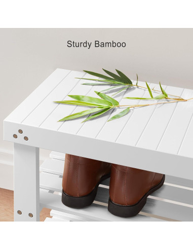 Banco de Zapatos de Bambú Pipishell 3 Niveles Blanco 136 kg