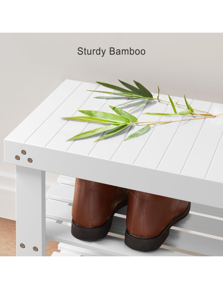 Banco de Zapatos de Bambú Pipishell 3 Niveles Blanco 136 kg