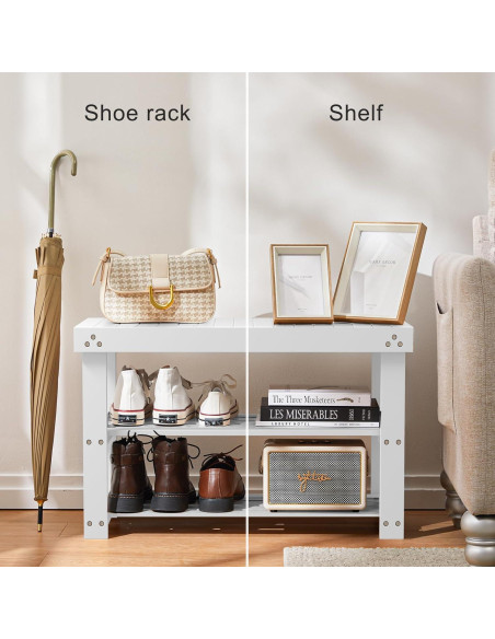 Banco de Zapatos de Bambú Pipishell 3 Niveles Blanco 136 kg