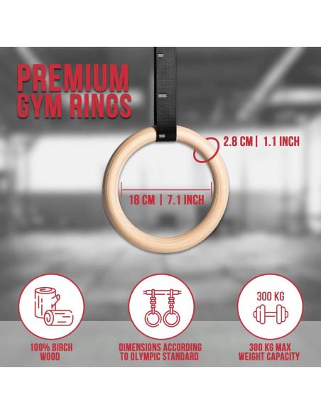 Anillos de Gimnasia POLE9 G1 de Madera para Entrenamiento