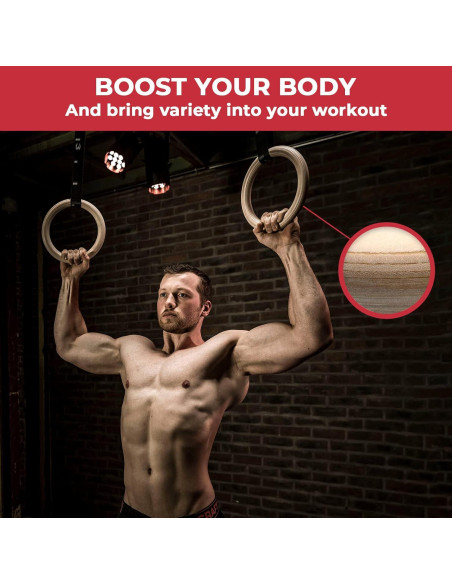 Anillos de Gimnasia POLE9 G1 de Madera para Entrenamiento