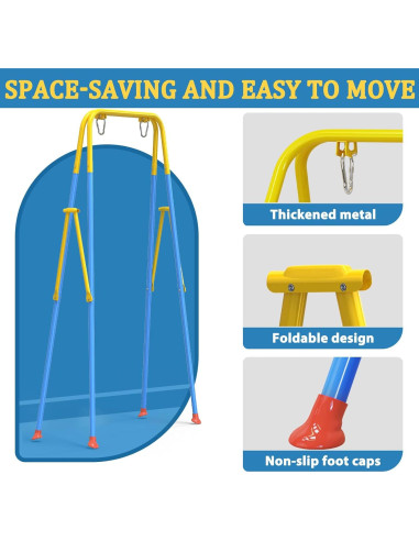 Columpio Plegable para Niños JWPEHOE Azul con Cojín Suave