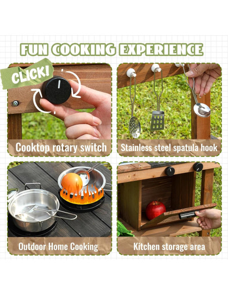 Cocina de Madera para Niños WOODENFUN con Fregadero y Ruedas