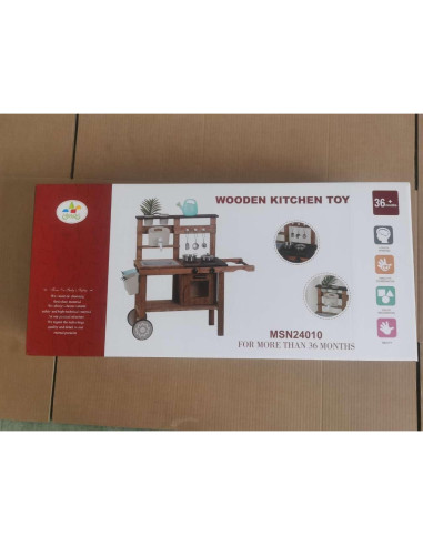 Cocina de Madera para Niños WOODENFUN con Fregadero y Ruedas