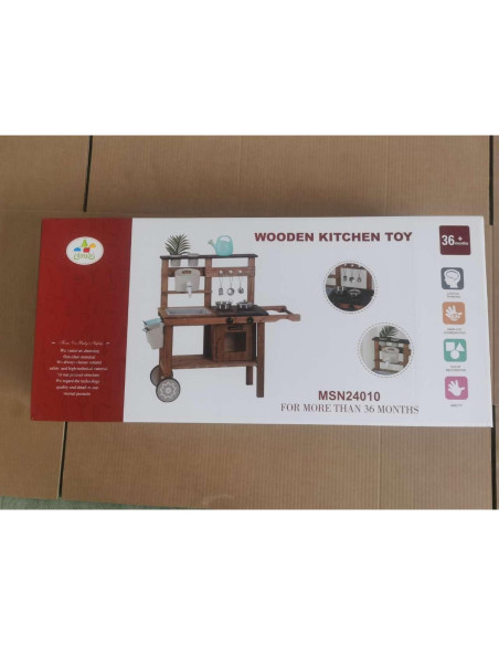Cocina de Madera para Niños WOODENFUN con Fregadero y Ruedas