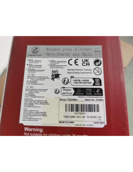 Cocina de Madera para Niños WOODENFUN con Fregadero y Ruedas