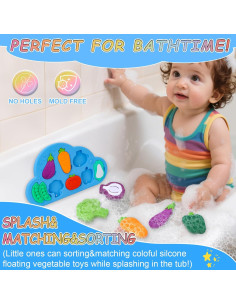 Juguetes de Baño Flotantes Silicona Lomagti 8 Verduras 220g 2