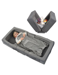 Cama de viaje Enitya para niños 137x64 cm gris portátil
