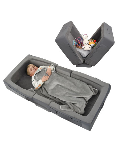 Cama de viaje Enitya para niños 137x64 cm gris portátil