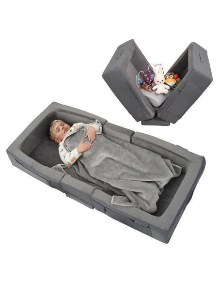 Cama de viaje Enitya para niños 137x64 cm gris portátil