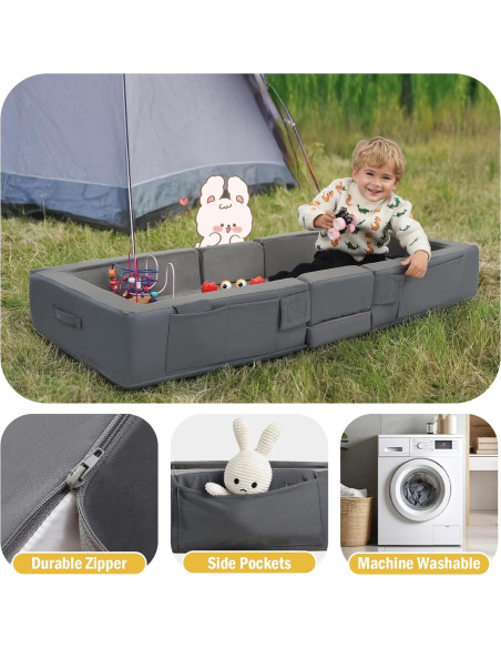 Cama de viaje Enitya para niños 137x64 cm gris portátil