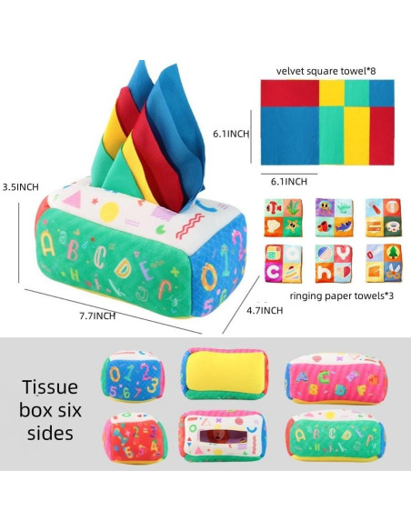 Juguete de Caja de Tejidos Montessori KALASU 19 cm 6-12 meses Juguete de Caja de Tejidos Montessori KALASU 19 cm 6-12 meses