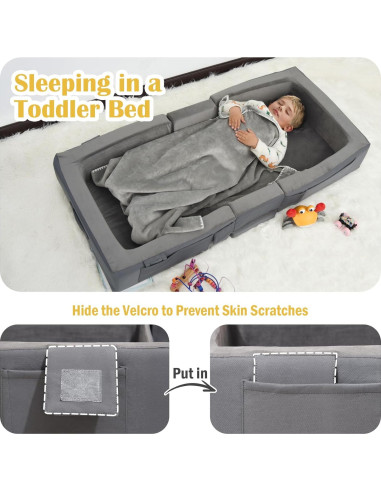 Cama de viaje Enitya para niños 137x64 cm gris portátil