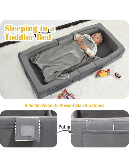 Cama de viaje Enitya para niños 137x64 cm gris portátil