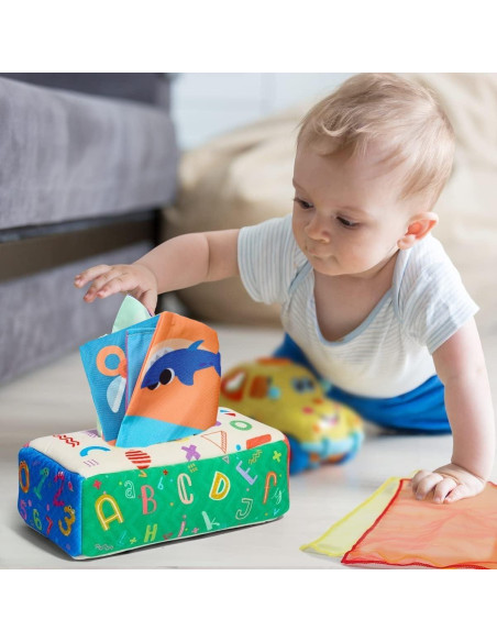 Juguete de Caja de Tejidos Montessori KALASU 19 cm 6-12 meses Juguete de Caja de Tejidos Montessori KALASU 19 cm 6-12 meses