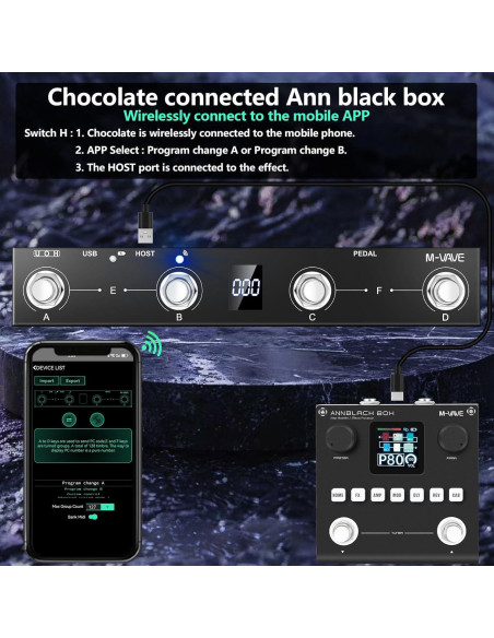 Controlador de pie MIDI inalámbrico Chocolate Plus 4 botones