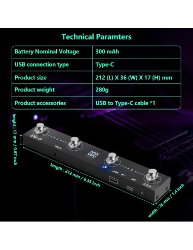 Controlador de pie MIDI inalámbrico Chocolate Plus 4 botones