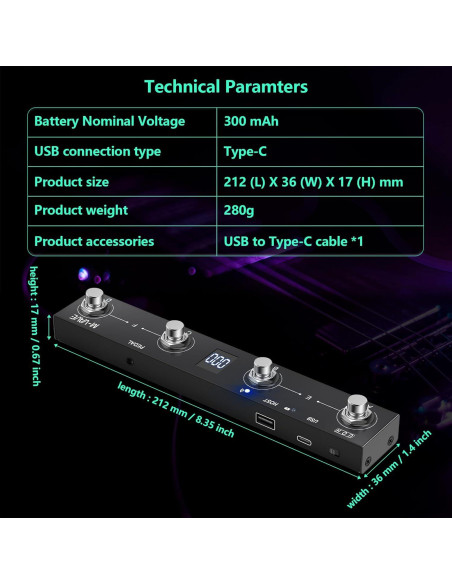 Controlador de pie MIDI inalámbrico Chocolate Plus 4 botones