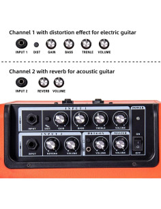 Amplificador de guitarra portátil UNIQUE 15G 15W Bluetooth naranja 2