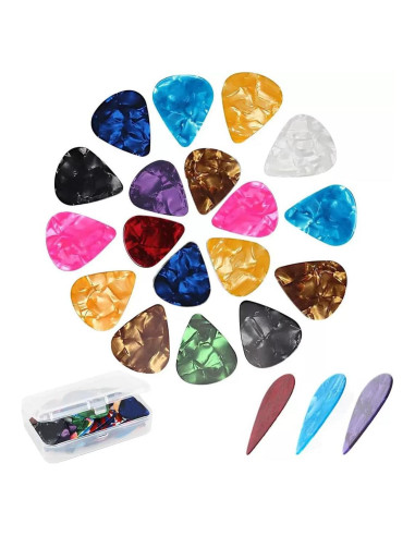 21 Púas de Guitarra Forebile con Caja Organizadora - 3 Grosores