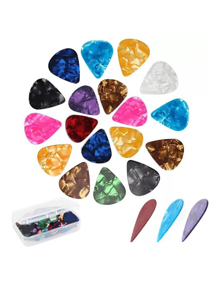 21 Púas de Guitarra Forebile con Caja Organizadora - 3 Grosores