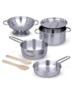 Juego de cocina de acero inoxidable Melissa & Doug 8 piezas