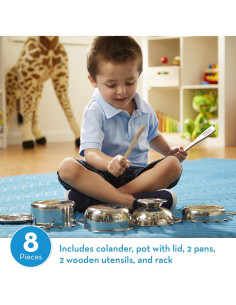 Juego de cocina de acero inoxidable Melissa & Doug 8 piezas 2