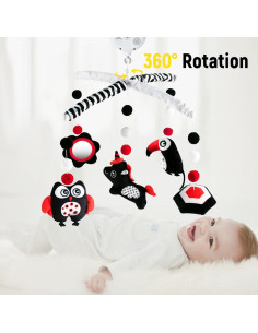 Móvil Montessori para cuna teytot, blanco y negro, musical 2