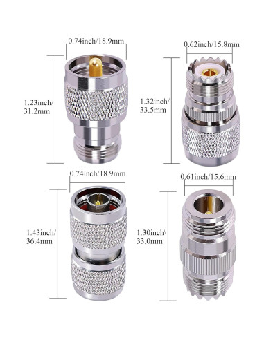 Adaptador Coaxial RF CNARIO N a UHF 4 Piezas 50 Ohmios