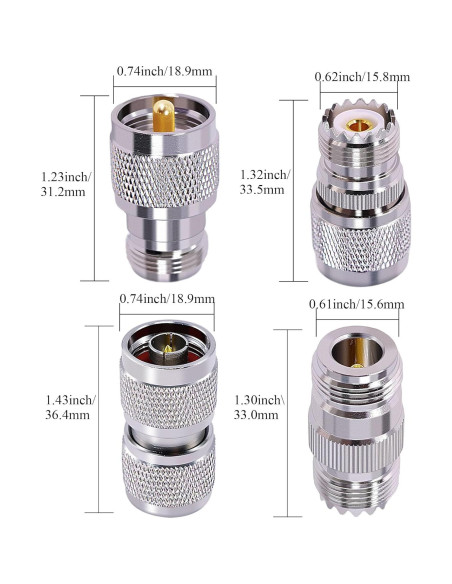 Adaptador Coaxial RF CNARIO N a UHF 4 Piezas 50 Ohmios