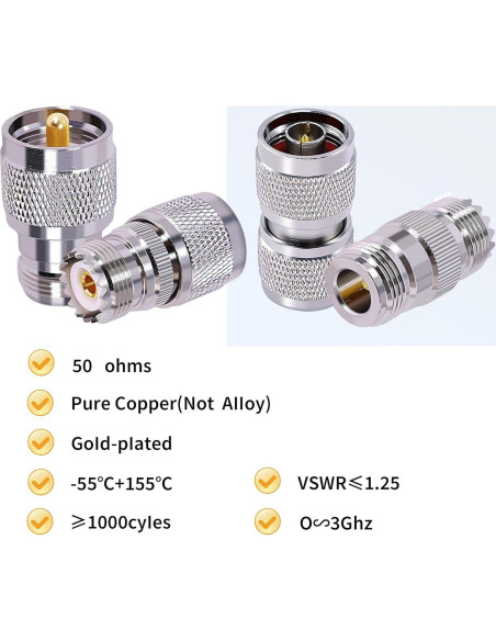 Adaptador Coaxial RF CNARIO N a UHF 4 Piezas 50 Ohmios