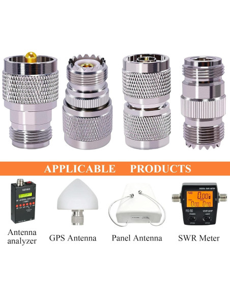 Adaptador Coaxial RF CNARIO N a UHF 4 Piezas 50 Ohmios
