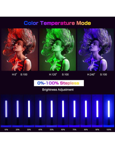 Varita de Luz LED RGB Leshiou P400S Portátil 2500K-6500K