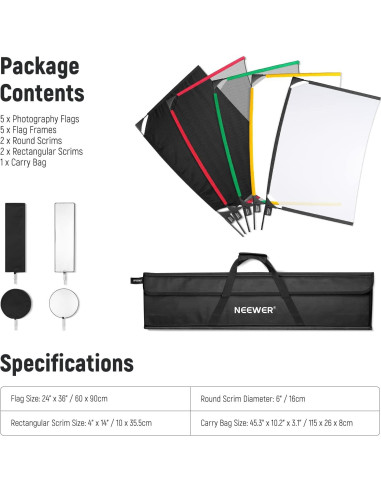Kit de Bandera Plegable 5-en-1 NEEWER 60x90cm para Fotografía