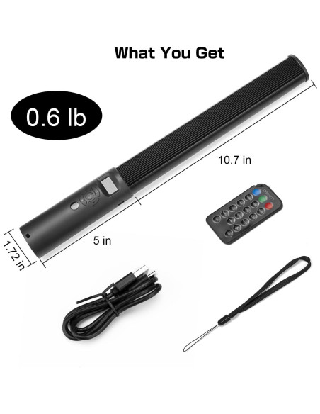 Varita de Luz LED RGB Leshiou P400S Portátil 2500K-6500K