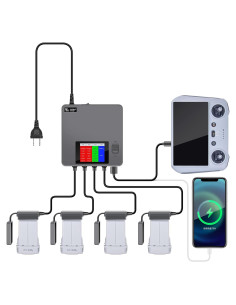 Cargador LCD 6 en 1 Hanatora para Baterías DJI Mini 3/4 Pro