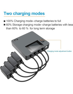 Cargador LCD 6 en 1 Hanatora para Baterías DJI Mini 3/4 Pro 2