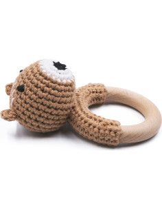 Sonajero de Madera Joliecraft Oso para Bebés 0-12 Meses 2