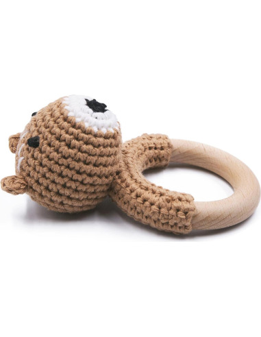 Sonajero de Madera Joliecraft Oso para Bebés 0-12 Meses