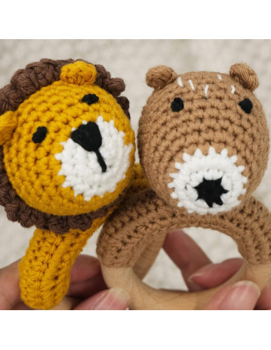 Sonajero de Madera Joliecraft Oso para Bebés 0-12 Meses