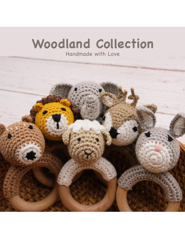 Sonajero de Madera Joliecraft Oso para Bebés 0-12 Meses