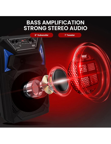 Altavoz PA Bluetooth Pyle 400W con micrófono y luces LED