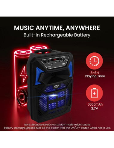 Altavoz PA Bluetooth Pyle 400W con micrófono y luces LED