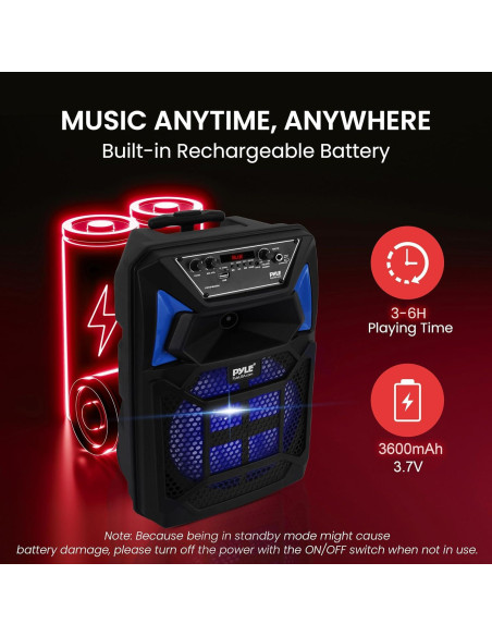 Altavoz PA Bluetooth Pyle 400W con micrófono y luces LED