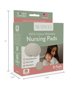 Almohadillas de Lactancia Reutilizables NuAngel - 8 Piezas Algodón 2