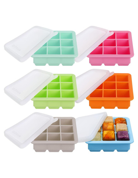 Contenedores de Almacenamiento de Alimentos para Bebés Rtteri - 6 Piezas Silicona Multicolor