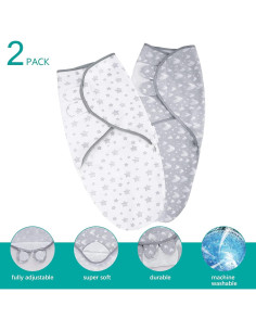 Manta Ajustable para Bebés Biloban 0-3 Meses Algodón Orgánico 2