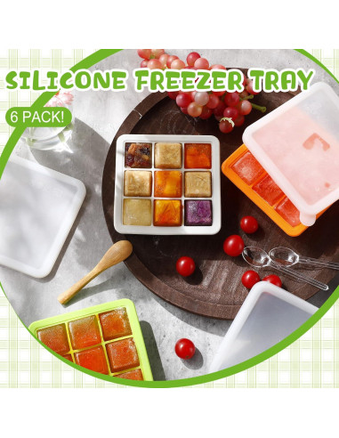 Contenedores de Almacenamiento de Alimentos para Bebés Rtteri - 6 Piezas Silicona Multicolor