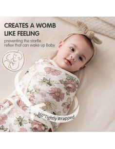 Manta de Swaddle Insular 100% Algodón Floral 3 Piezas 0-3M 2